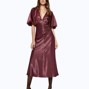 NWT Bardot Silky Burgundy Deep V-Neck Dress | Size M